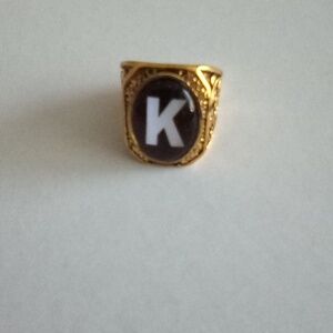 Monogram initial "K " ring w semi precious stones Sz 7 NWOT$ $28 +free key…